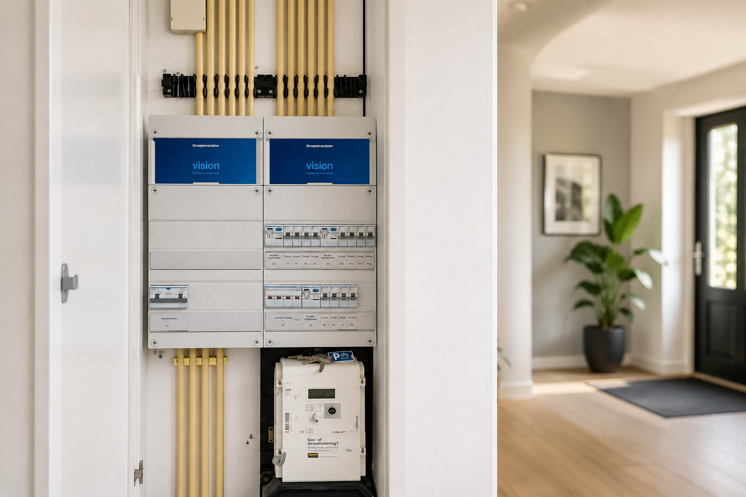 Nieuwe Hager Vision groepenkast in de meterkast van een woning