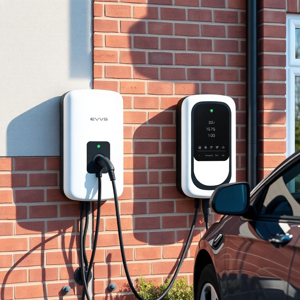 Laadpaal aan gevel van een Nederlandse woning met elektrische auto